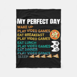 Cobertor De Velo Meu Dia Perfeito Pizza Video Games Controle de Vid