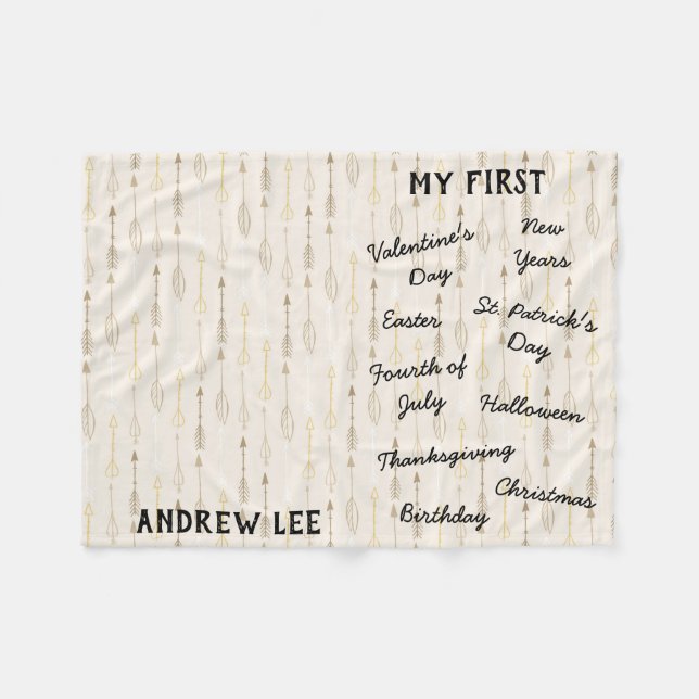 Cobertor De Velo "Meu Primeiro" Feriado - Milestone Bebê (Frente (Horizontal))