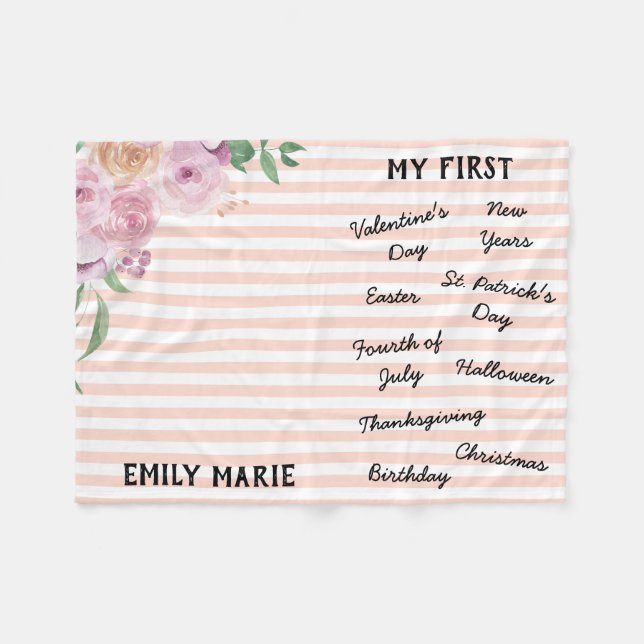 Cobertor De Velo "Meu Primeiro" Feriado - Milestone Bebê (Frente (Horizontal))