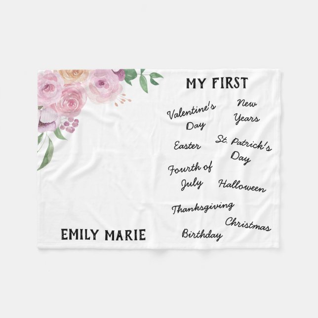 Cobertor De Velo "Meu Primeiro" Feriado - Milestone Bebê (Frente (Horizontal))