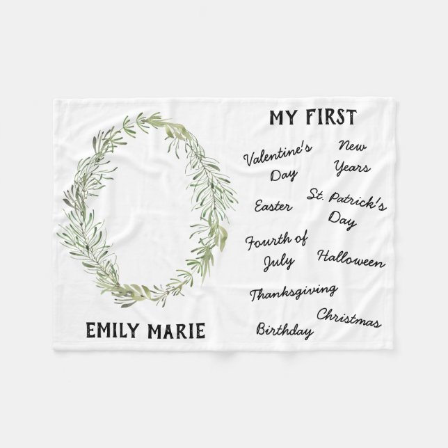 Cobertor De Velo "Meu Primeiro" Feriado - Milestone Bebê (Frente (Horizontal))