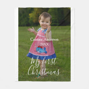 Cobertor De Velo meu primeiro nome de foto da menina de Natal, ano