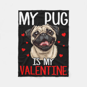Cobertor De Velo Meu Pug é meu Dia dos Namorados