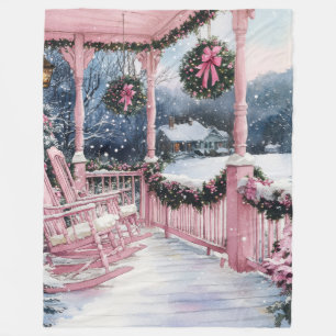 Cobertor De Velo Meu Varal de Natal Country Rosa no Inverno  