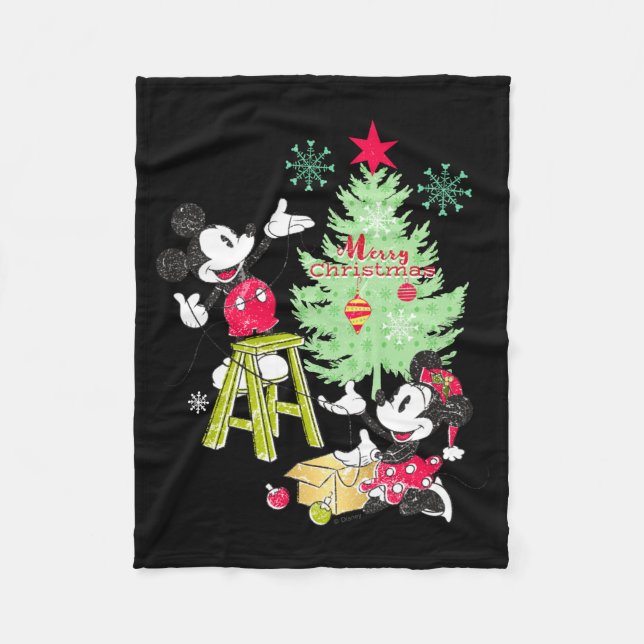 Cobertor De Velo Mickey Minnie Clic Christmas Tree  (Frente)