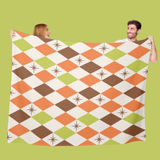 Cobertor De Velo Mid-Century Vibes – Cozy Geometric Fleece Blanket (Criador carregado)