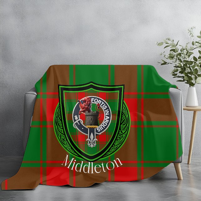 Cobertor De Velo Middleton Scottish Clan Tartan Crest (Criador carregado)