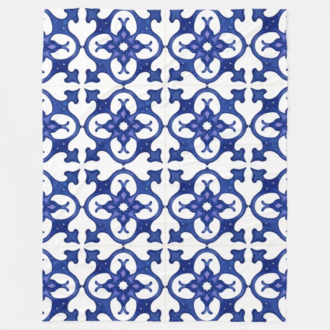 Cobertor De Velo Midnight Blue Mandala Mosaic Cozy Blanket (Frente)