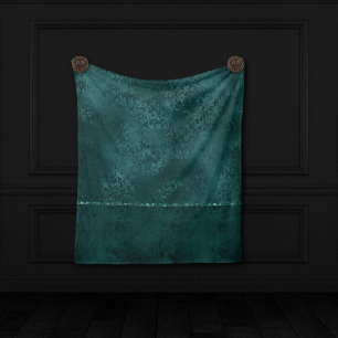 Cobertor De Velo Midnight Teal Romance   Dark Satinge Damask