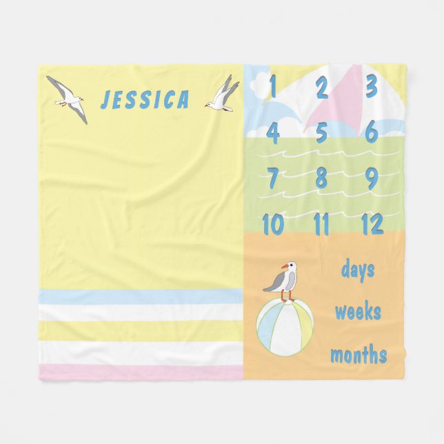 Cobertor De Velo Milestone Ocean Breeze Baby (Frente (Horizontal))