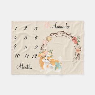 Cobertor De Velo Milestone Pink Mama Cachorro Puppy Bebê Keepsasasa