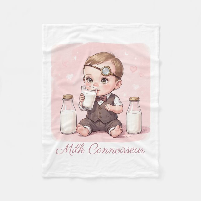 Cobertor De Velo Milk Connoisseur Baby Girl Print Nursery (Frente)