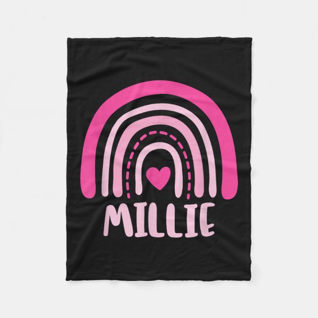 Cobertor De Velo Millie Name Heart Cute Personalised Rainbow (Frente)