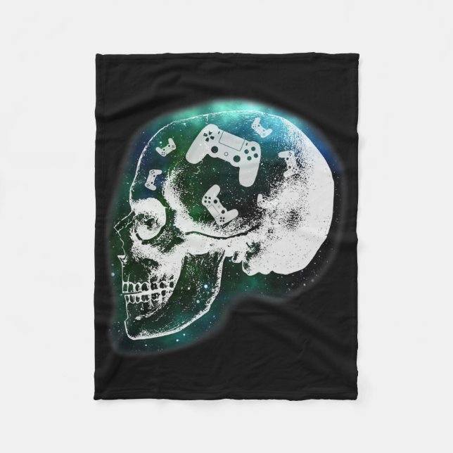 Cobertor De Velo Mind Controller Skull Gaming Gamer Mens Boys Teens (Frente)
