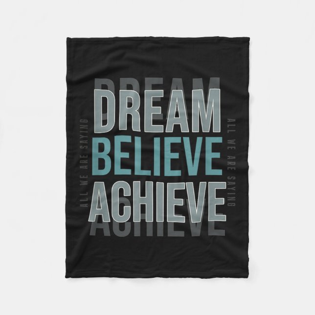 Cobertor De Velo Mindset Motivational Cote _ Dream Acredite (Frente)