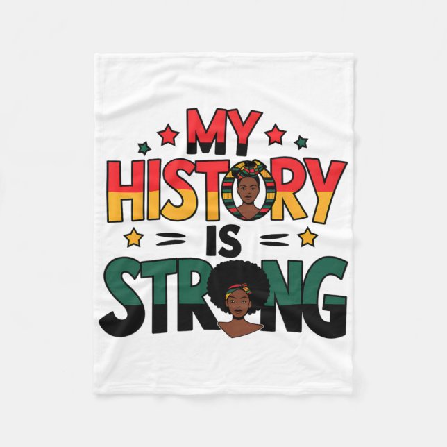Cobertor De Velo Minha História É Mês Negro Forte Afro-Americano (Frente)