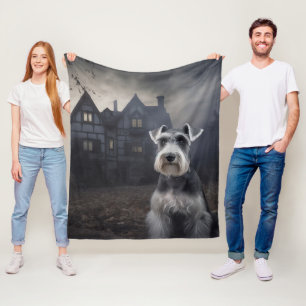 Cobertor De Velo Miniature Schnauzer Halloween Assustador