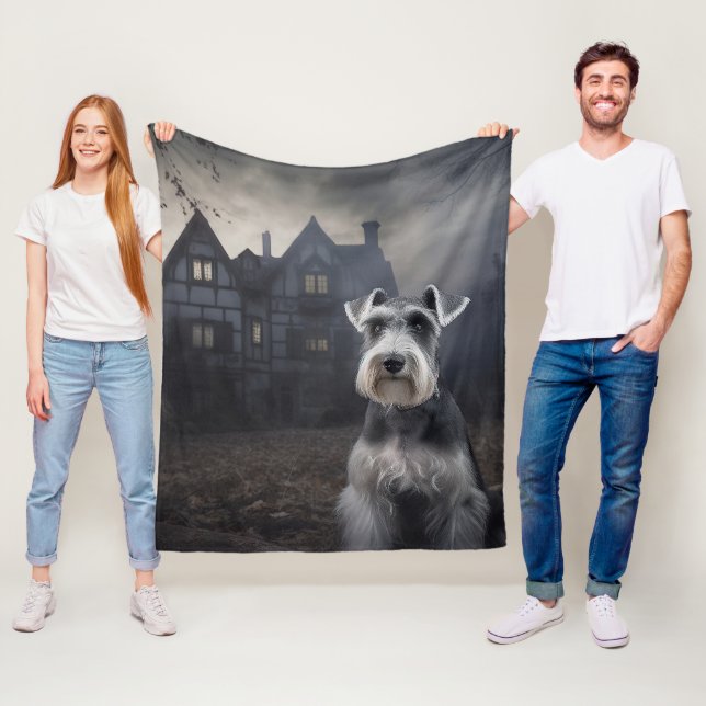 Cobertor De Velo Miniature Schnauzer Halloween Assustador (In Situ)
