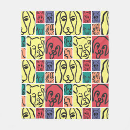 Cobertor De Velo Minimal Dogs Line Art Collage