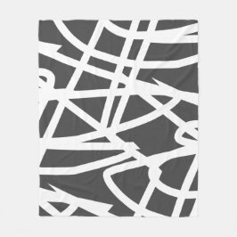 Cobertor De Velo Minimalismo Abstrato Linhas Brancas Manta Cinza