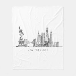 Cobertor De Velo Minimalist New York City Skyline Line Art