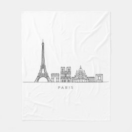 Cobertor De Velo Minimalist Paris Skyline Line Art