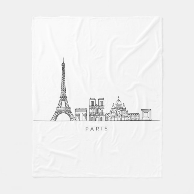 Cobertor De Velo Minimalist Paris Skyline Line Art (Frente)