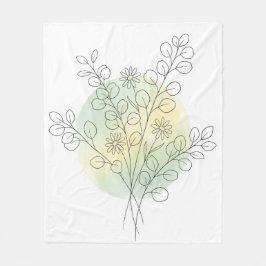 Cobertor De Velo Minimalista Floral de Eucalipto e Margarida em Aqu