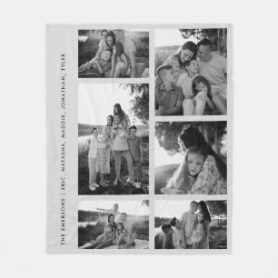 Cobertor De Velo Mínimo de Nomes da Família de Colagem de Fotos Pre