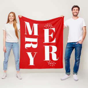 Cobertor De Velo Mínimo Elegante Vermelho Brilhante Feliz Natal