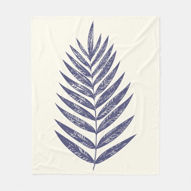 Cobertor De Velo Mínimo Fern Palm Deixa Marinho Arte Natural Azul (Frente)