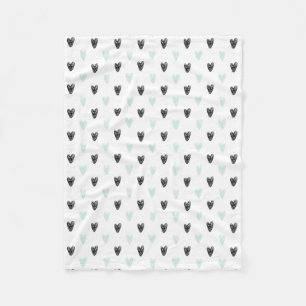 Cobertor De Velo Mint & Black Hearts Doodles Pattern Blanket