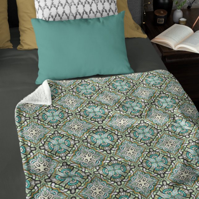 Cobertor De Velo Mint Green Turquoise Hip Bohemian Bali Art Motif (Criador carregado)