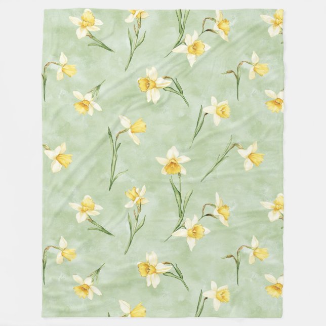 Cobertor De Velo Mint Green Yellow Daffodil Flowers (Frente)