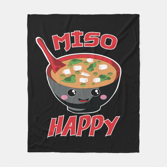 Cobertor De Velo Miso Happy Funny Comida Kawaii (Frente)