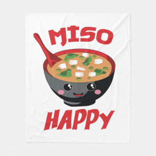 Cobertor De Velo Miso Happy Funny Comida Kawaii
