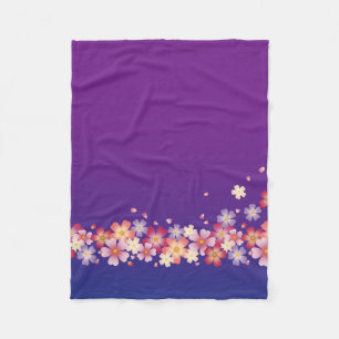 Cobertor De Velo Mistura Sakura Blossoms Kimono Style Blue & Purple