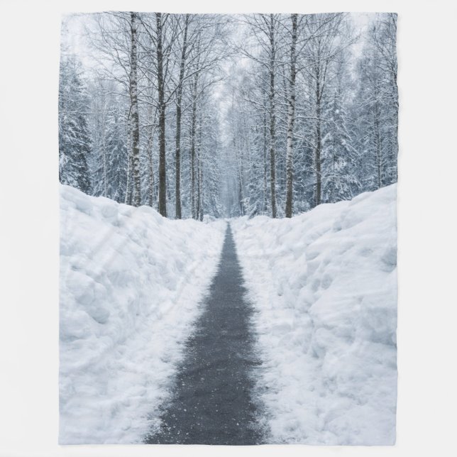 Cobertor De Velo Misty Winter Forest Path Winter Landscape (Frente)
