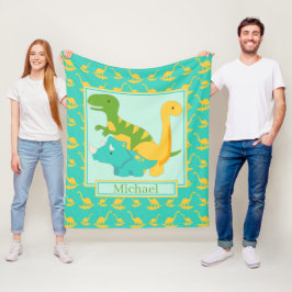 Cobertor De Velo Miúdos Dinossauros Cutes Azuis
