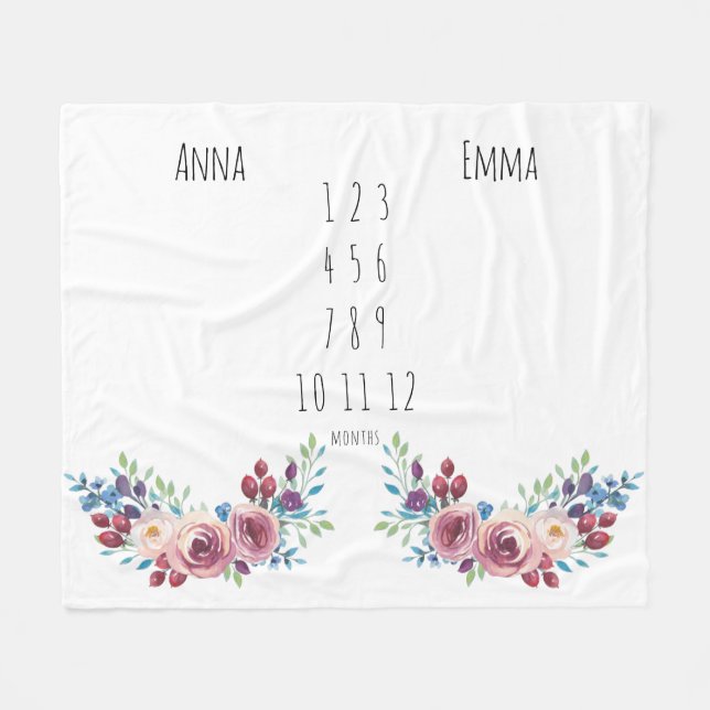 Cobertor De Velo Moças Floral Twin Milestone (Frente (Horizontal))