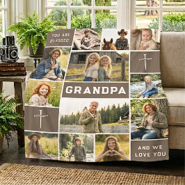 Cobertor De Velo Mocha Brown Grandpa Name 12 Photo Heirloom