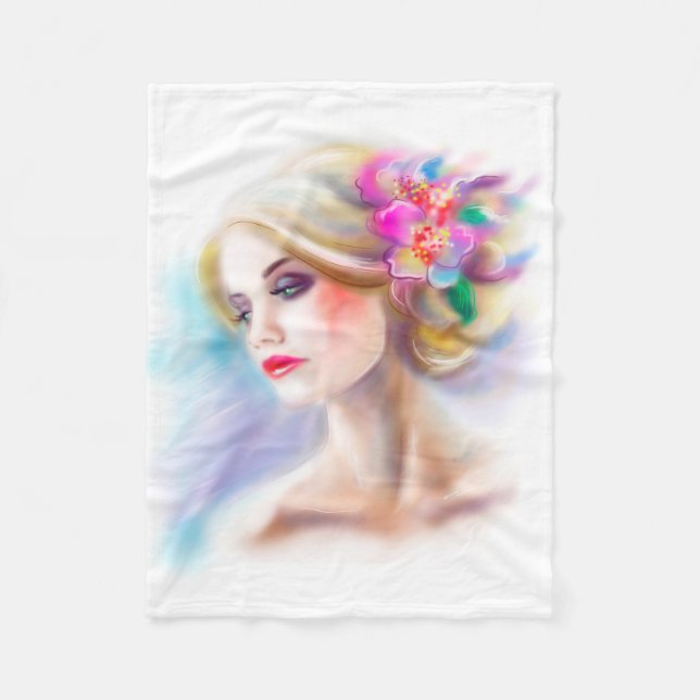 Cobertor De Velo moda de retratos de mulheres bonitas (Frente)