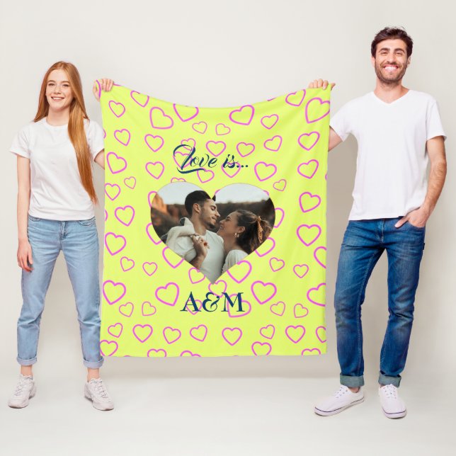 Cobertor De Velo Modelo de Coração Fotográfica | Amarelo e rosa (In Situ)