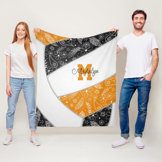 Cobertor De Velo Modelo de rabisco preto de laranja preto (In Situ)