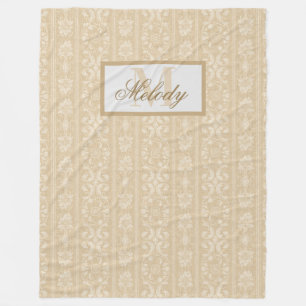 Cobertor De Velo Modern Beige and Cream Floral Damasco Monograma