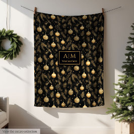 Cobertor De Velo Modern black & gold watercolor custom name blanket