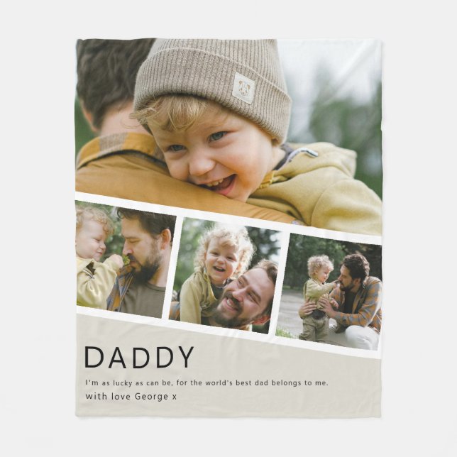 Cobertor De Velo Modern Daddy Photo Strip Collage (Frente)