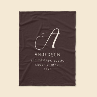 Cobertor De Velo Modern Elegant Name & Monogram | Dark Brown