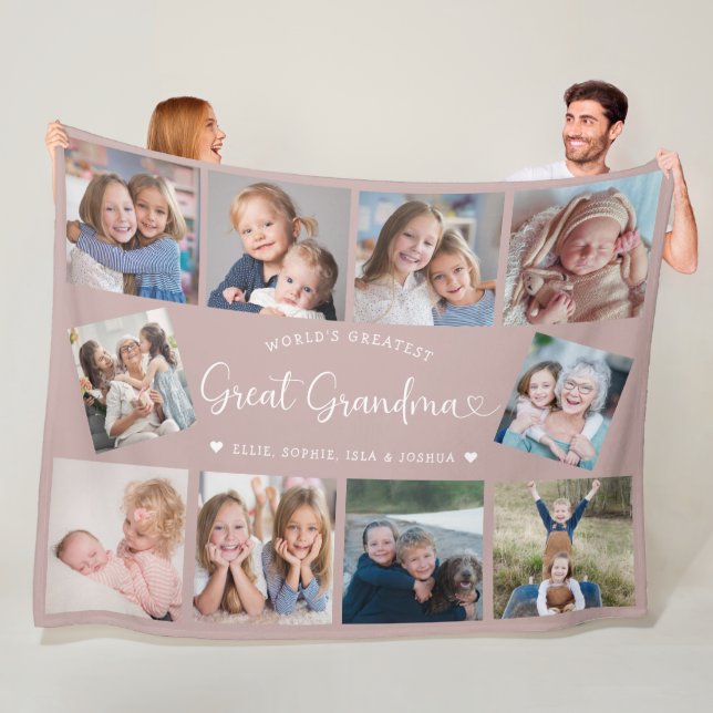 Cobertor De Velo Modern Great Grandma 10 Photo Collage Cute Heart (In Situ)