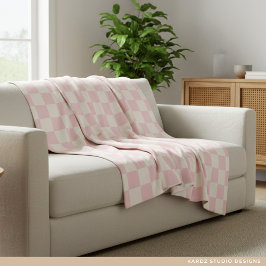 Cobertor De Velo Modern Pastel Pink Checks Pattern Fleece Blanket